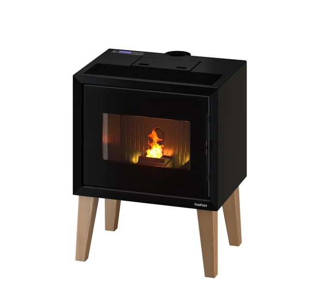Estufa de pellet estanca FREEPOINT Modo 9,26 kW negro con patas y Wi-Fi incluido