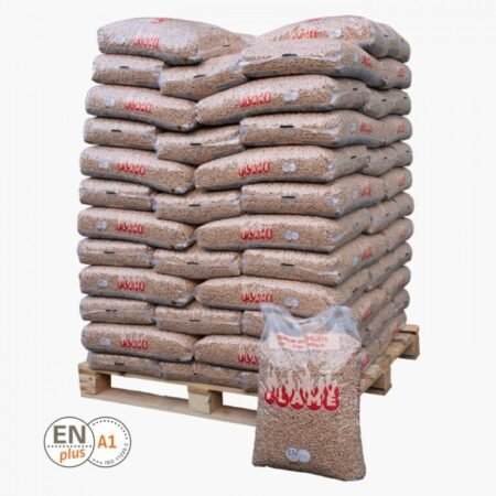 PELLETS DE MADERA FLAME 15 KG, PALET DE 72 BOLSAS EN Plus A1